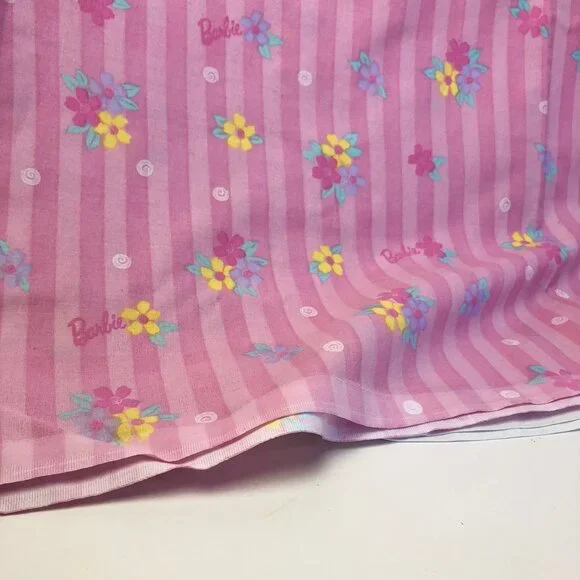 Vintage 90s Barbie Bedsheets Twin Set (Flat + Fitted) 1997 Sweet Dreams Ribbons - Picture 9 of 15